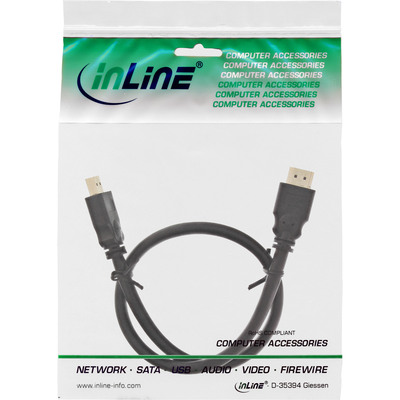 InLine® HDMI Kabel, HDMI-High Speed, ST / ST, verg. Kontakte, schwarz, 15m (Produktbild 2)