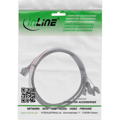 InLine® Mini SAS HD Kabel, SFF-8643 zu 4x SATA + Sideband, 0,5m (Produktbild 2)