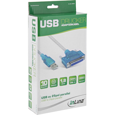 InLine® USB zu 25pol parallel, Drucker-Adapterkabel, 1,8m (Produktbild 2)