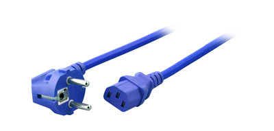 Netzleitung Schutzkontakt 90° - C13 -- 180°, blau, 3,0 m, 3 x 1,00 mm², EK588BL.3V2 (Produktbild 1)