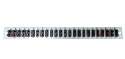Bestückte Frontblende mit 24 x SC Duplex -- Kupplung OM4 vertikal, schwarz, SB-FP-S-24SC-D-V-OM4 (Produktbild 1)