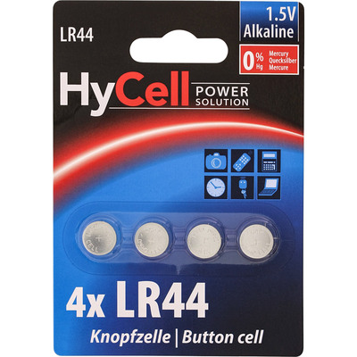 HyCell Batterie Alkaline Knopfzelle Typ LR44, 4er Blister (Produktbild 1)