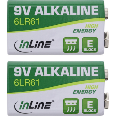 InLine® Alkaline High Energy Batterie, 9V Block 6LR61, 2er Pack (Produktbild 1)