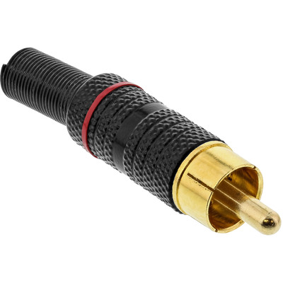 InLine® Cinchstecker Lötversion, Metall schwarz, Ring rot, für 6mm Kabel (Produktbild 1)