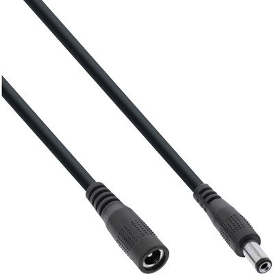 InLine® DC Verlängerungskabel, DC Stecker/Buchse 5,5x2,1mm, AWG 18, schwarz 0,5m